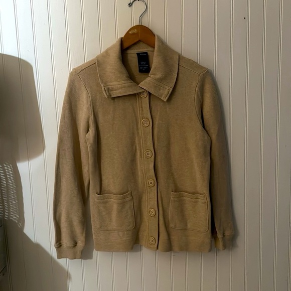 Basic Editions Tan Cardigan sz Small - Picture 2 of 15